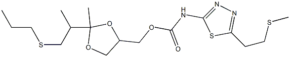 N-[5-(2-Methylthioethyl)-1,3,4-thiadiazol-2-yl]carbamic acid [2-methyl-2-(1-methyl-2-propylthioethyl)-1,3-dioxolan-4-yl]methyl ester Struktur