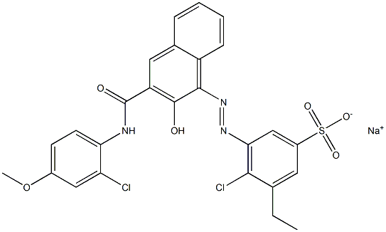 4-Chloro-3-ethyl-5-[[3-[[(2-chloro-4-methoxyphenyl)amino]carbonyl]-2-hydroxy-1-naphtyl]azo]benzenesulfonic acid sodium salt Struktur