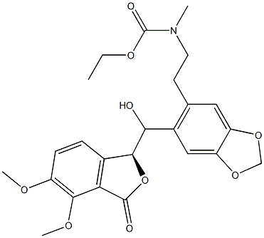 N-Methyl-N-[2-[6-[[[(1S)-1,3-dihydro-4,5-dimethoxy-3-oxoisobenzofuran]-1-yl]hydroxymethyl]-1,3-benzodioxol-5-yl]ethyl]carbamic acid ethyl ester Struktur