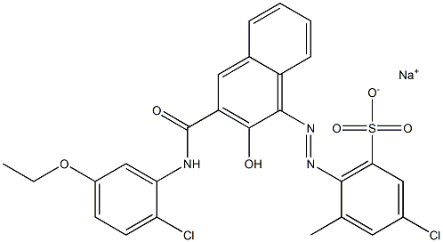 3-Chloro-5-methyl-6-[[3-[[(2-chloro-5-ethoxyphenyl)amino]carbonyl]-2-hydroxy-1-naphtyl]azo]benzenesulfonic acid sodium salt Struktur