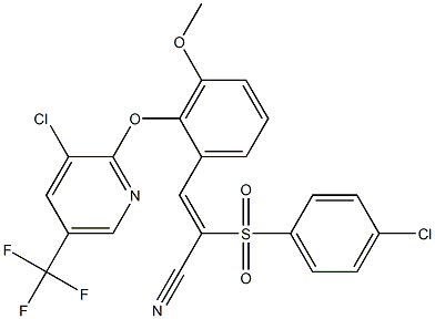 2-((4-Chlorophenyl)sulfonyl)-3-(2-(3-chloro-5-(trifluoromethyl)(2-pyridyl)oxy)-3-methoxyphenyl)prop-2-enenitrile Struktur