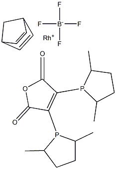 (-)-2,3-Bis[(2R,5R)-2,5-dimethylphospholanyl]maleic anhydride(norbornadiene)rhodium(I) tetrafluoroborate Struktur