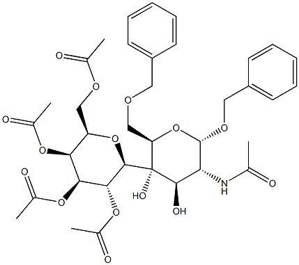 BENZYL 2-ACETAMIDO-6-O-BENZYL-4-(2,3,4,6-TETRA-O-ACETYL-BETA-D-GALACTOPYRANOSYL)-2-DEOXY-ALPHA-D-GLUCOPYRANOSIDE Struktur