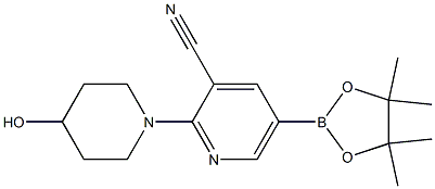 2-(4-hydroxypiperidin-1-yl)-5-(4,4,5,5-tetramethyl-1,3,2-dioxaborolan-2-yl)pyridine-3-carbonitrile Struktur