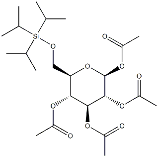 1,2,3,4-Tetra-O-acetyl-6-O-triisopropylsilyl-b-D-glucopyranose Struktur