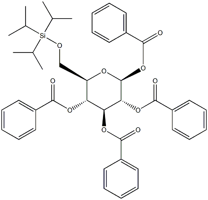 1,2,3,4-Tetra-O-benzoyl-6-O-triisopropylsilyl-b-D-glucopyranose Struktur