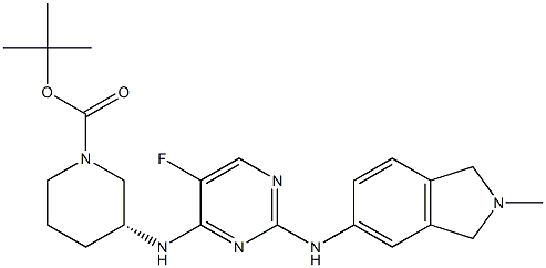 (R)-tert-butyl 3-((5-fluoro-2-((2-methylisoindolin-5-yl)amino)pyrimidin-4-yl)amino)piperidine-1-carboxylate Struktur