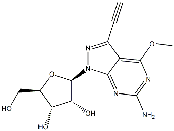 6-Amino-3-ethynyl-4-methoxy-1-(beta-D-ribofuranosyl)-1H-pyrazolo[3,4-d]pyrimidine Structure