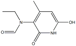 N-Ethyl-3-formylamino-4-methyl-6-hydroxy-2-pyridone Struktur