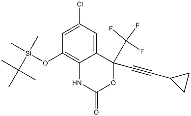 6-Chloro-8-(tert-butyldimethylsilyloxy)-4-(cyclopropylethynyl)-1,4-dihydro-4-(trifluoromethyl)-2H-3,1-benzoxazin-2-one Struktur