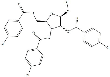 Chloro 2,3,5-Tri-O-p-chlorobenzoyl-b-D-ribofuranoside Struktur