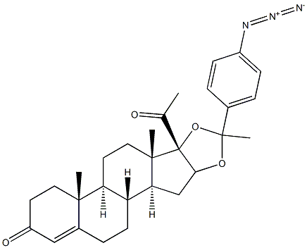 16,17-(1'-(4-azidophenyl)ethylidenedioxy)pregn-4-ene-3,20-dione Struktur