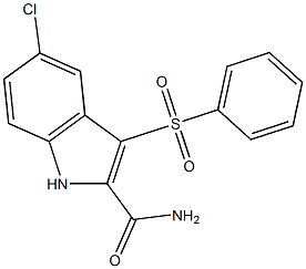 5-chloro-3-(phenylsulfonyl)indole-2-carboxamide Struktur