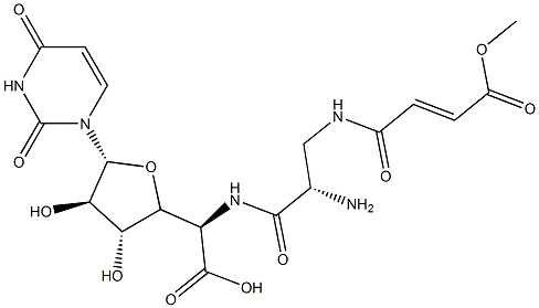 (2S)-2-[[(2S)-2-amino-3-[[(E)-3-methoxycarbonylprop-2-enoyl]amino]propanoyl]amino]-2-[(2R,3R,4R,5R)-5-(2,4-dioxopyrimidin-1-yl)-3,4-dihydroxy-oxolan-2-yl]acetic acid Struktur