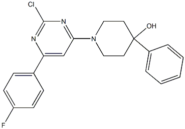 1-[2-CHLORO-6-(4-FLUOROPHENYL)PYRIMIDIN-4-YL]-4-PHENYLPIPERIDIN-4-OL Struktur