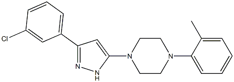 1-[3-(3-CHLOROPHENYL)-1H-PYRAZOL-5-YL]-4-(2-METHYLPHENYL)PIPERAZINE Struktur