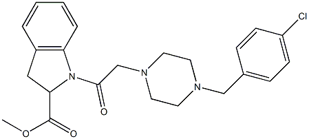 1-{2-[4-(4-CHLORO-BENZYL)-PIPERAZIN-1-YL]-ACETYL}-2,3-DIHYDRO-1H-INDOLE-2-CARBOXYLIC ACID METHYL ESTER Struktur