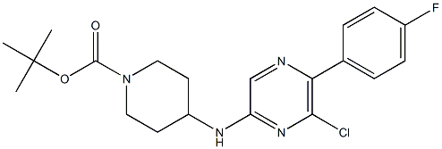 4-[6-CHLORO-5-(4-FLUORO-PHENYL)-PYRAZIN-2-YLAMINO]-PIPERIDINE-1-CARBOXYLIC ACID TERT-BUTYL ESTER Struktur