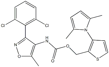 [3-(2,5-dimethyl-1H-pyrrol-1-yl)-2-thienyl]methyl N-[3-(2,6-dichlorophenyl)-5-methylisoxazol-4-yl]carbamate Struktur