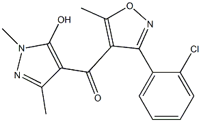 [3-(2-chlorophenyl)-5-methylisoxazol-4-yl](5-hydroxy-1,3-dimethyl-1H-pyrazol-4-yl)methanone Struktur