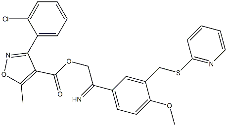 2-({5-[({[3-(2-chlorophenyl)-5-methylisoxazol-4-yl]carbonyl}oxy)ethanimidoyl]-2-methoxybenzyl}thio)pyridine Struktur