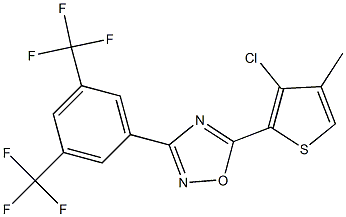 5-(3-chloro-4-methyl-2-thienyl)-3-[3,5-di(trifluoromethyl)phenyl]-1,2,4-oxadiazole Struktur