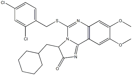 3-(cyclohexylmethyl)-5-[(2,4-dichlorobenzyl)sulfanyl]-8,9-dimethoxyimidazo[1,2-c]quinazolin-2(3H)-one Struktur