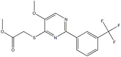 methyl 2-({5-methoxy-2-[3-(trifluoromethyl)phenyl]-4-pyrimidinyl}sulfanyl)acetate Struktur