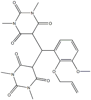 5-[[2-(allyloxy)-3-methoxyphenyl](1,3-dimethyl-2,4,6-trioxohexahydro-5-pyrimidinyl)methyl]-1,3-dimethyl-2,4,6(1H,3H,5H)-pyrimidinetrione Struktur