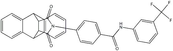 4-[16,18-dioxo-17-azapentacyclo[6.6.5.0~2,7~.0~9,14~.0~15,19~]nonadeca-2,4,6,9(14),10,12-hexaen-17-yl]-N-[3-(trifluoromethyl)phenyl]benzenecarboxamide Struktur