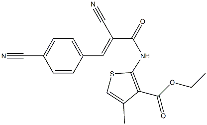 ethyl 2-{[2-cyano-3-(4-cyanophenyl)acryloyl]amino}-4-methylthiophene-3-carboxylate Struktur