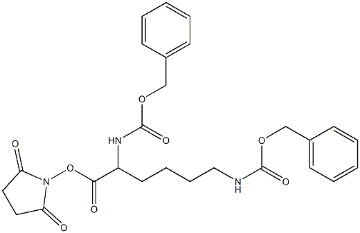 2,5-dioxotetrahydro-1H-pyrrol-1-yl 2,6-di{[(benzyloxy)carbonyl]amino}hexanoate Struktur