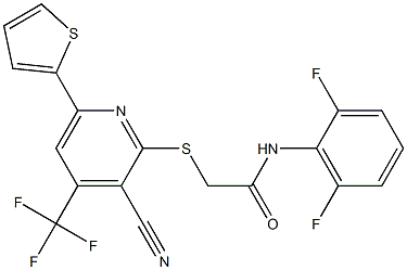 2-{[3-cyano-6-(2-thienyl)-4-(trifluoromethyl)-2-pyridinyl]sulfanyl}-N-(2,6-difluorophenyl)acetamide Struktur