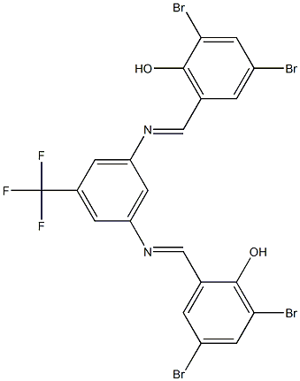 2,4-dibromo-6-({[3-[(3,5-dibromo-2-hydroxybenzylidene)amino]-5-(trifluoromethyl)phenyl]imino}methyl)phenol Struktur