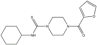 N-cyclohexyl-4-(2-furylcarbonyl)tetrahydro-1(2H)-pyrazinecarbothioamide Struktur