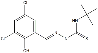 N1-(tert-butyl)-2-(3,5-dichloro-2-hydroxybenzylidene)-1-methylhydrazine-1-carbothioamide Struktur