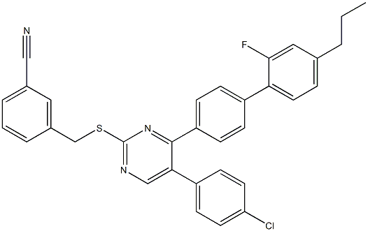 3-({[5-(4-chlorophenyl)-4-(2'-fluoro-4'-propyl[1,1'-biphenyl]-4-yl)-2-pyrimidinyl]sulfanyl}methyl)benzenecarbonitrile Struktur