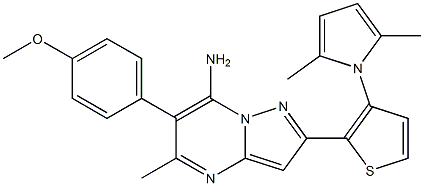 2-[3-(2,5-dimethyl-1H-pyrrol-1-yl)-2-thienyl]-6-(4-methoxyphenyl)-5-methylpyrazolo[1,5-a]pyrimidin-7-amine Struktur