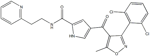 4-{[3-(2,6-dichlorophenyl)-5-methyl-4-isoxazolyl]carbonyl}-N-[2-(2-pyridinyl)ethyl]-1H-pyrrole-2-carboxamide Struktur