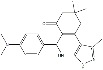 5-[4-(dimethylamino)phenyl]-1,8,8-trimethyl-4,5,6,7,8,9-hexahydro-3H-pyrazolo[3,4-c]isoquinolin-6-one Struktur