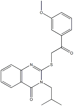 3-isobutyl-2-{[2-(3-methoxyphenyl)-2-oxoethyl]thio}-3,4-dihydroquinazolin-4-one Struktur