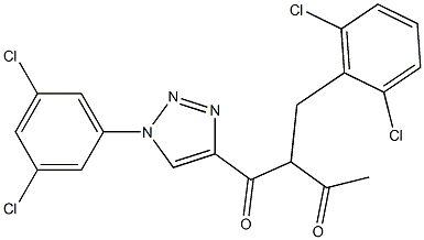 2-(2,6-dichlorobenzyl)-1-[1-(3,5-dichlorophenyl)-1H-1,2,3-triazol-4-yl]-1,3-butanedione Struktur