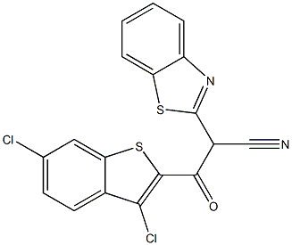 2-(1,3-benzothiazol-2-yl)-3-(3,6-dichlorobenzo[b]thiophen-2-yl)-3-oxopropanenitrile Struktur