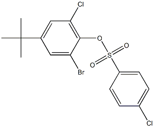 2-bromo-4-(tert-butyl)-6-chlorophenyl 4-chlorobenzene-1-sulfonate Struktur