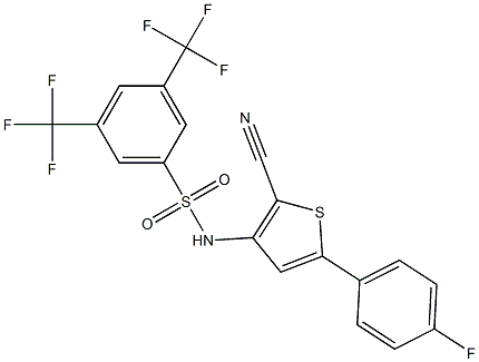 N1-[2-cyano-5-(4-fluorophenyl)-3-thienyl]-3,5-di(trifluoromethyl)benzene-1-sulfonamide Struktur