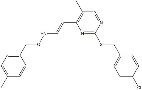 N-(2-{3-[(4-chlorobenzyl)sulfanyl]-6-methyl-1,2,4-triazin-5-yl}vinyl)-O-(4-methylbenzyl)hydroxylamine Struktur