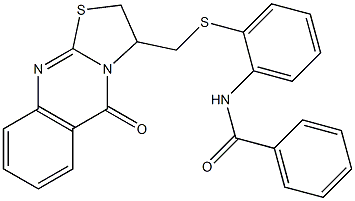 N-(2-{[(5-oxo-2,3-dihydro-5H-[1,3]thiazolo[2,3-b]quinazolin-3-yl)methyl]sulfanyl}phenyl)benzenecarboxamide Struktur