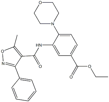 ethyl 3-{[(5-methyl-3-phenylisoxazol-4-yl)carbonyl]amino}-4-morpholinobenzoate Struktur