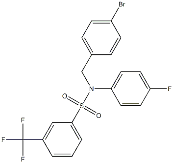 N1-(4-bromobenzyl)-N1-(4-fluorophenyl)-3-(trifluoromethyl)benzene-1-sulfona mide Struktur