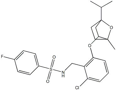 N-{2-chloro-6-[(4-isopropyl-1-methyl-7-oxabicyclo[2.2.1]hept-2-yl)oxy]benzyl}-4-fluorobenzenesulfonamide Struktur